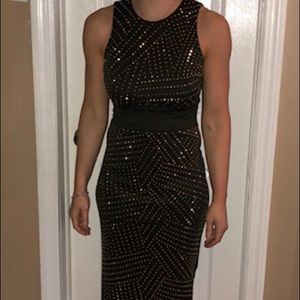 Bisou Bisou Dress in Green with Gold studding